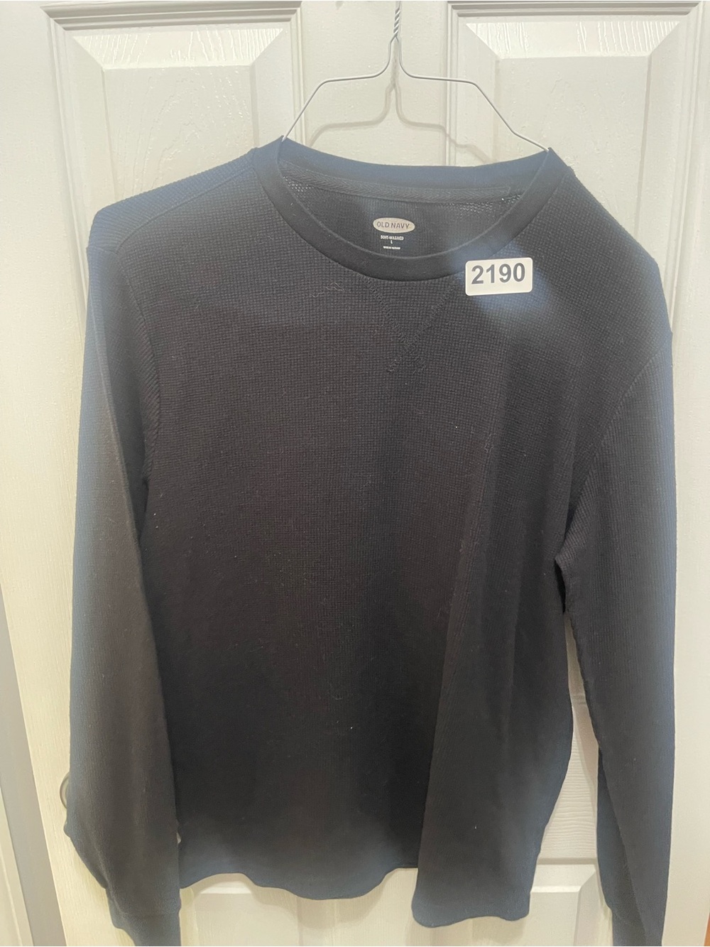 Old Navy Black Long-Sleeve Waffle Knit Tee